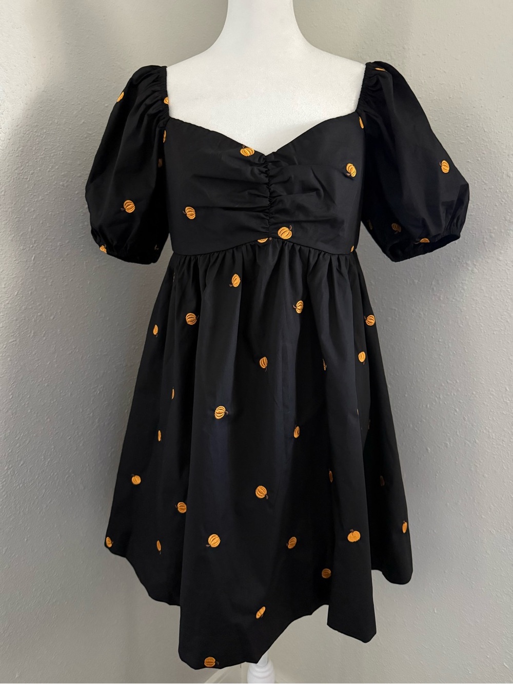 Pink Lily Pumpkin Embroidered Mini Dress Black Orange Medium NWOT